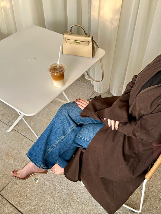 PRE ORDER suede abaya with Sheila