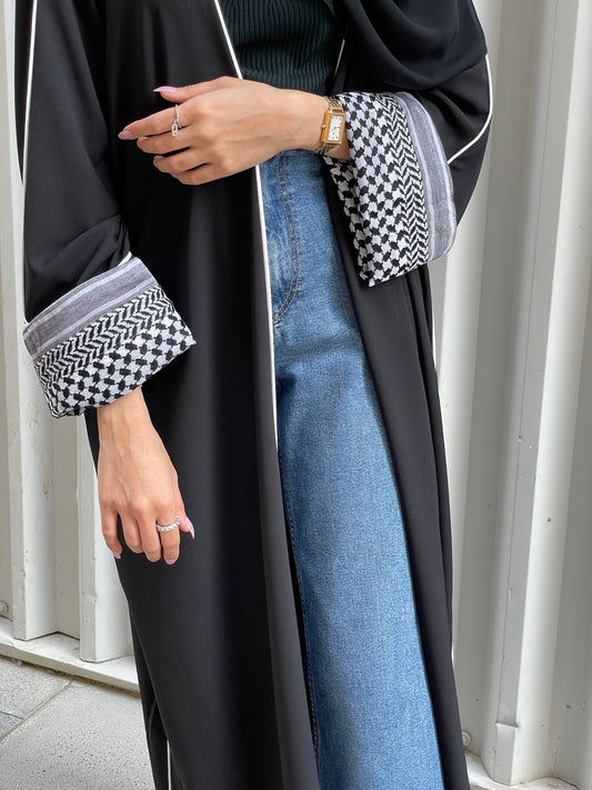 black striped abaya