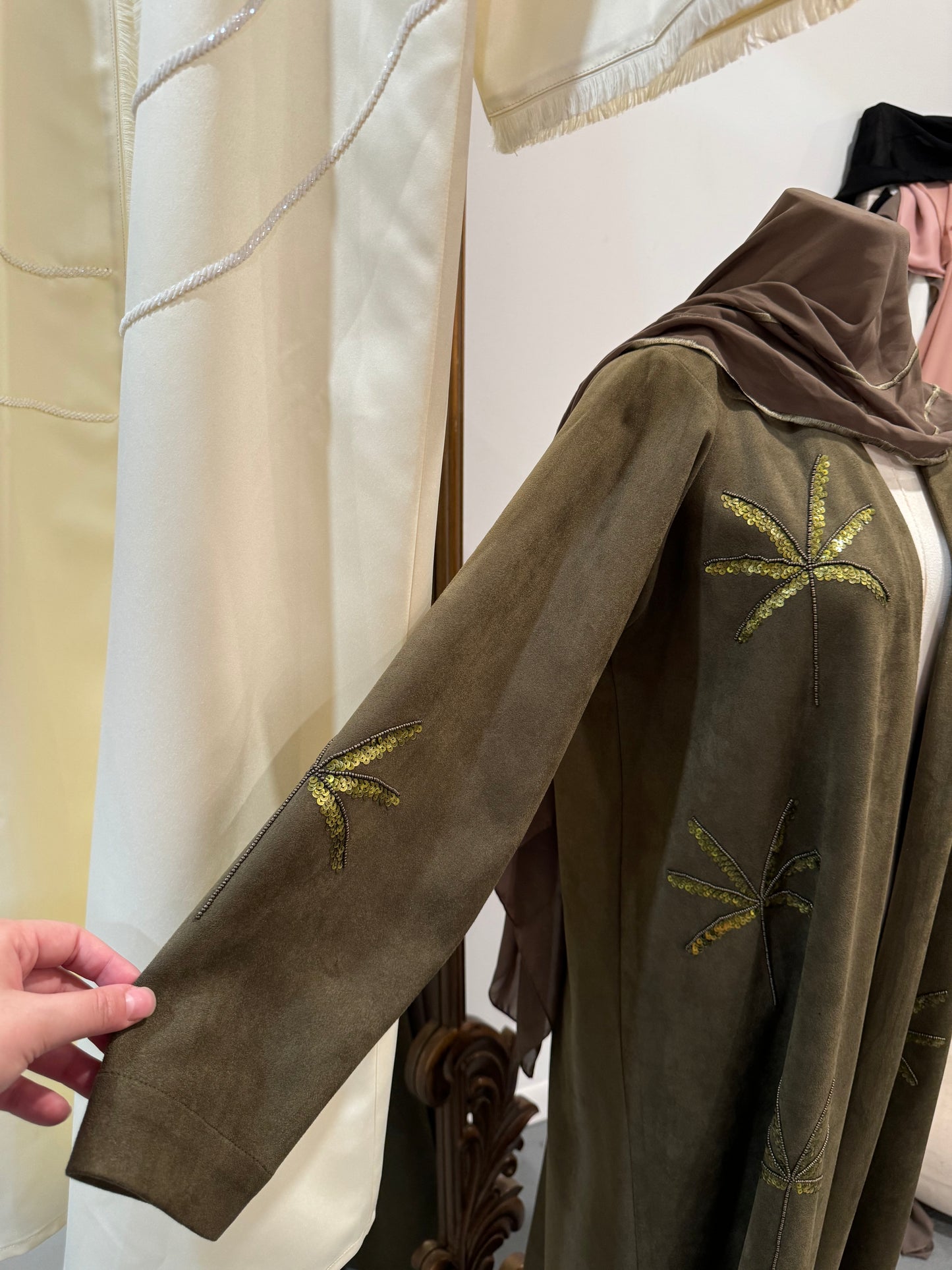 The palm luxury suede abaya and scarf