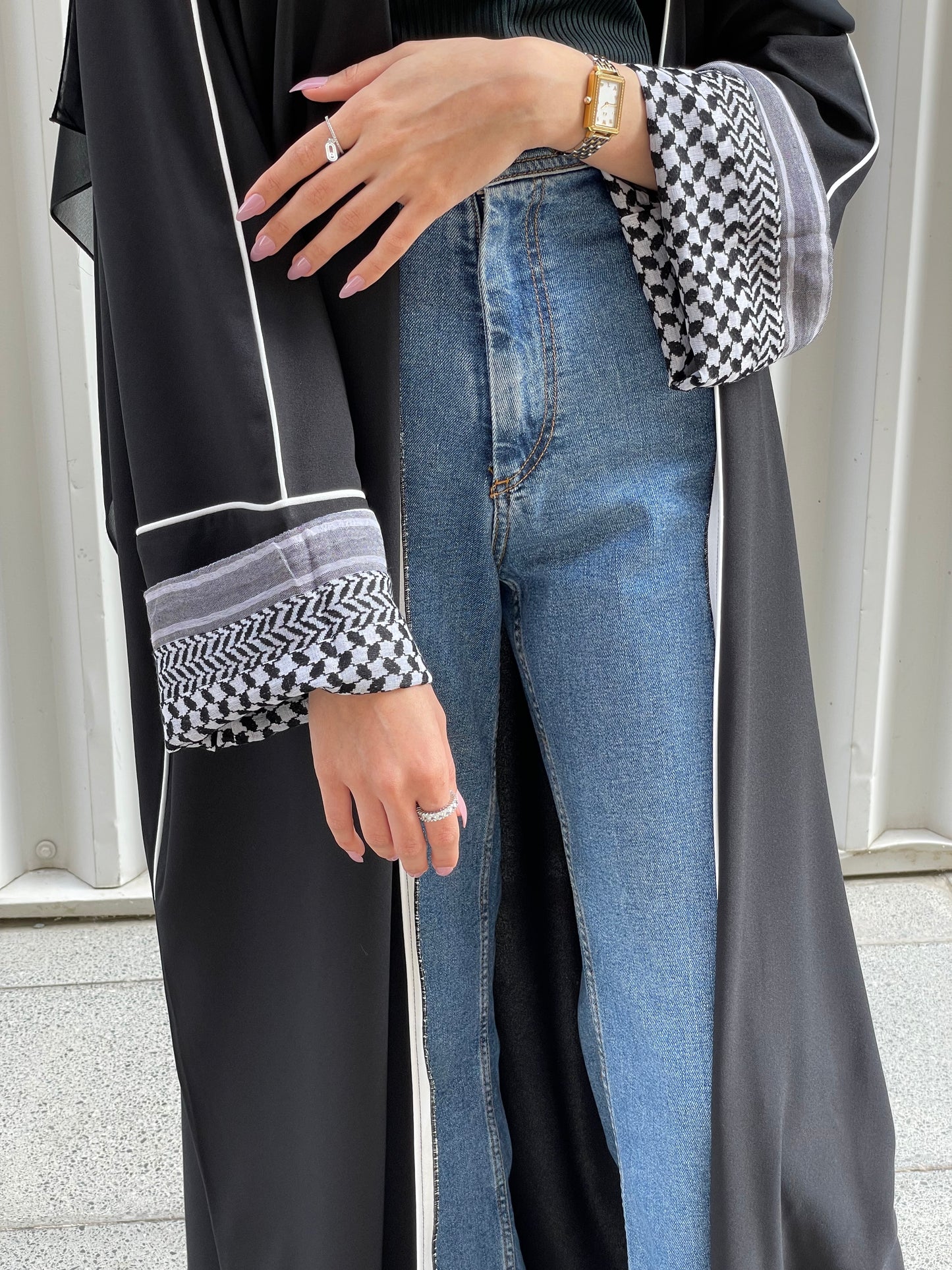 black striped abaya