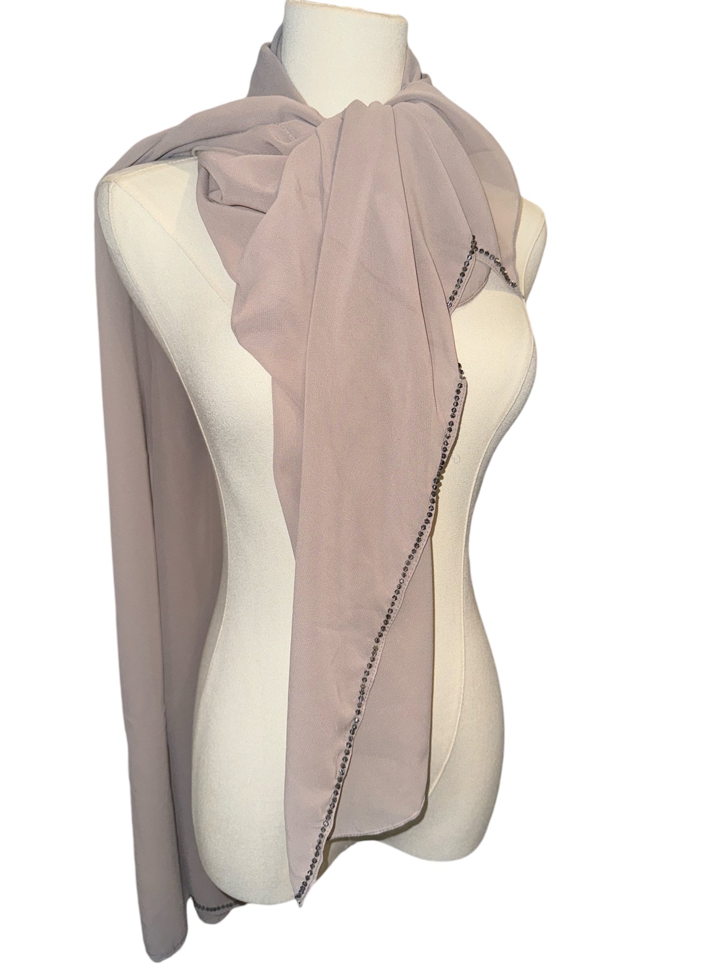 Violet Grey satin collar abaya and scarf