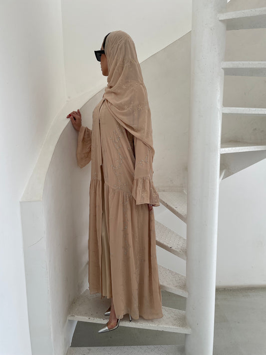 PRE ORDER Tan Layali abaya set With Sheila