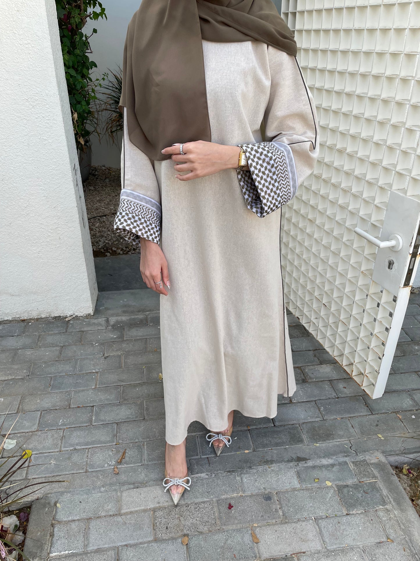 Linen kuffiyeh dress