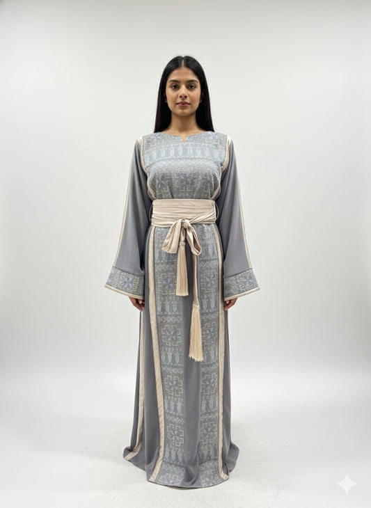 dusty blue thobe with belt