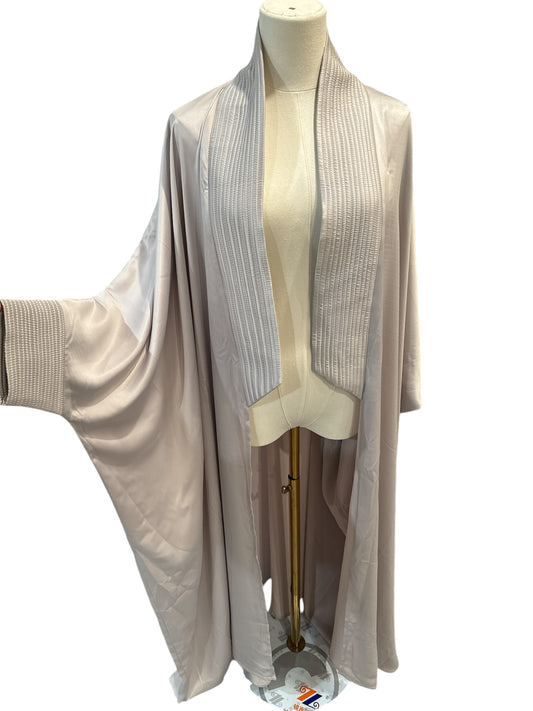 Violet Grey satin collar abaya and scarf