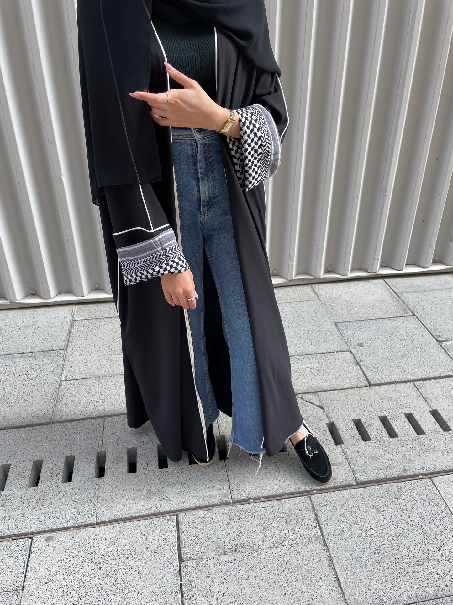 black striped abaya