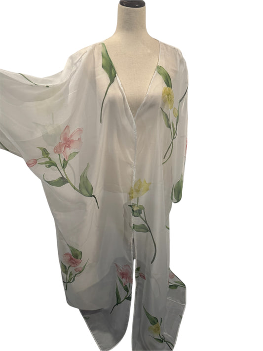 Organza floral kimono