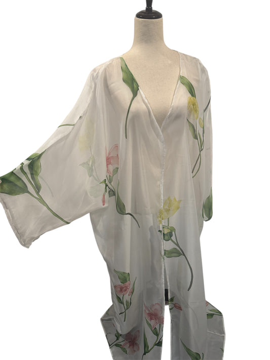 Organza floral kimono