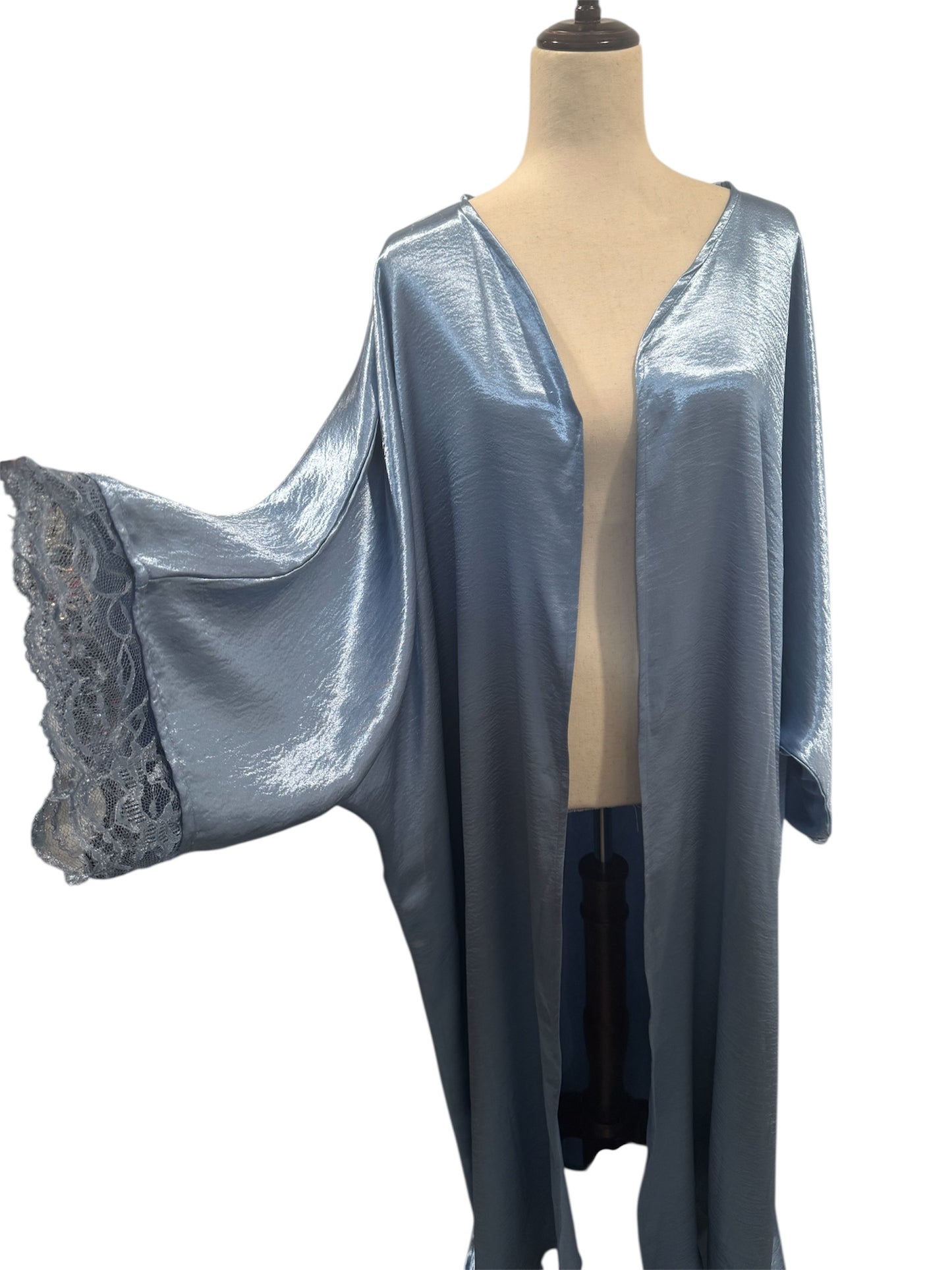 Chrome blue lace abaya