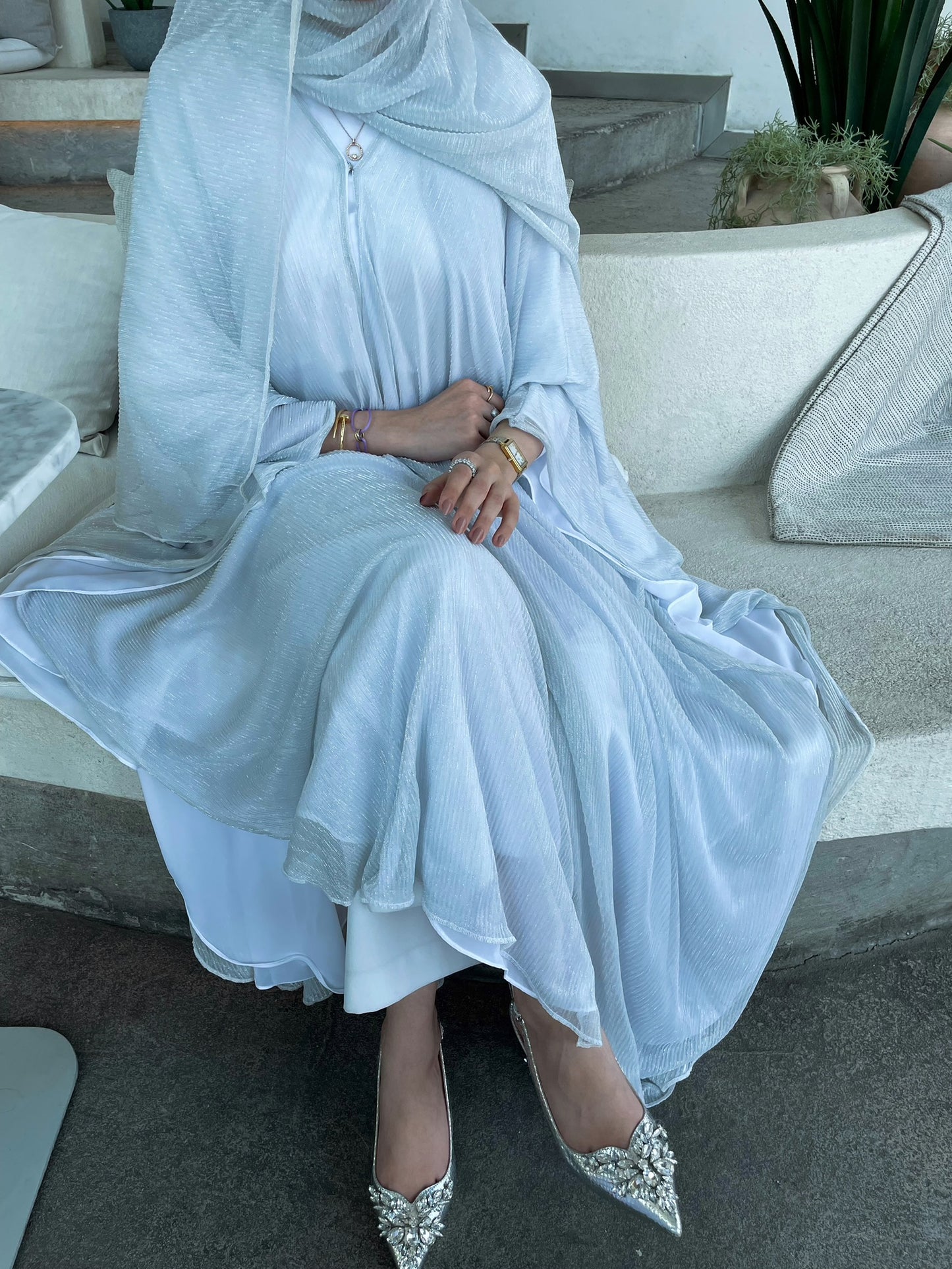 Frost Shimmer abaya & shela