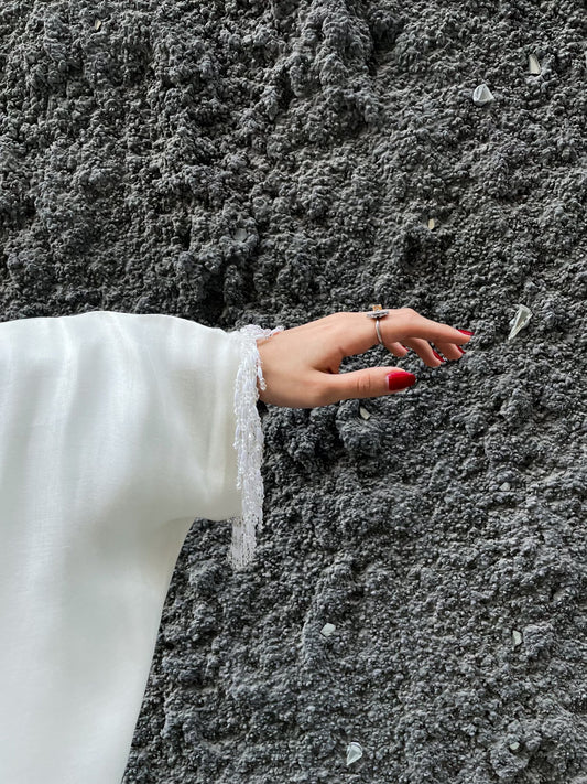 Irina beaded fringe set (yellow ivory tone)