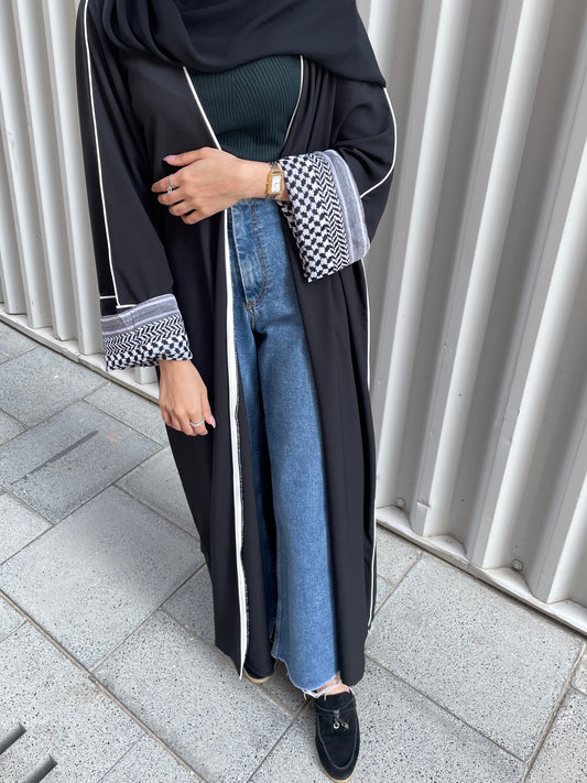 black striped abaya