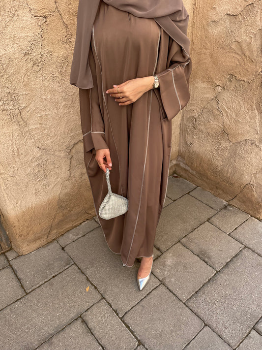 Aisha abaya and shela -Taupe