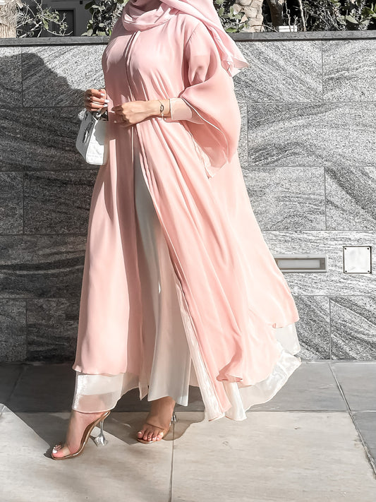 Pink layer abaya and shela only