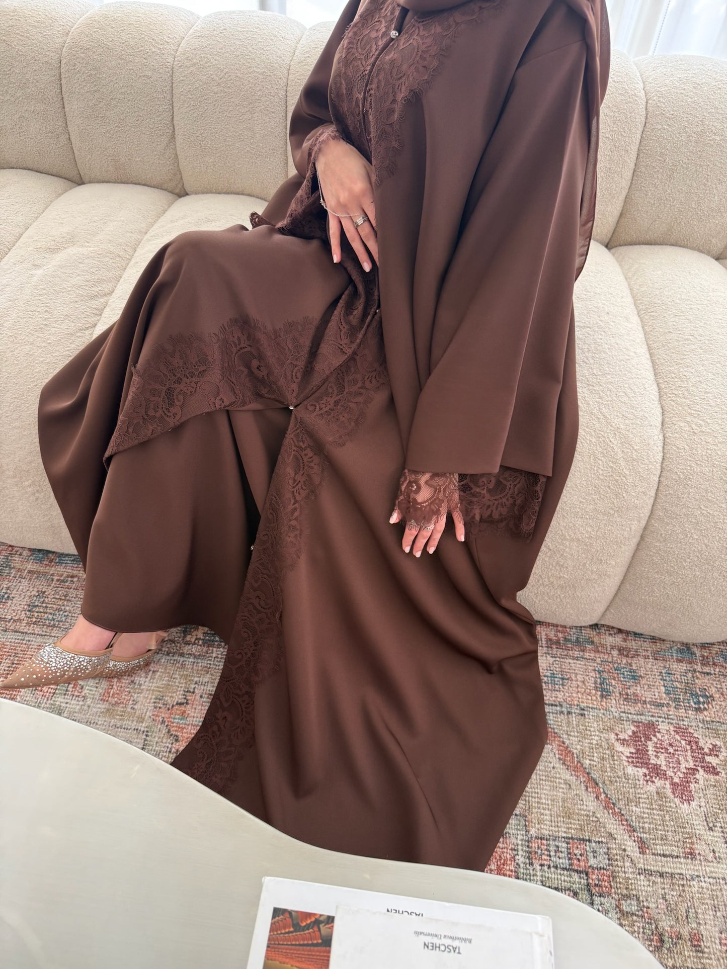 Sareen brown abaya set