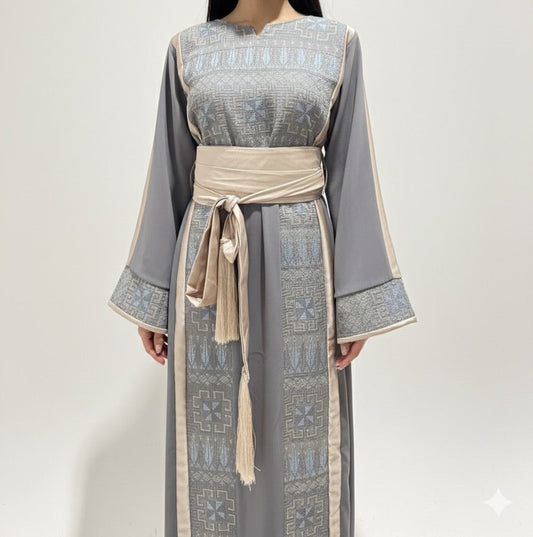 dusty blue thobe with belt