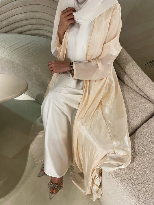 Pre order Cream Selene shimmer abaya set